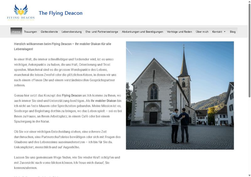 The Flying Deacon Website – Webdesign für einen mobilen Diakon in der Ostschweiz