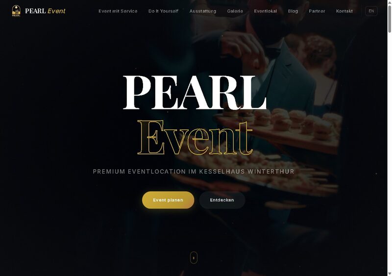 PEARL Event Website – Eventlocation Winterthur mit Miet- und Service-Konfigurator